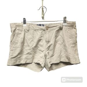 The North Face Linen Blend Casual Shorts Womens Sz 8 Khaki Tan 3" Inseam Chino